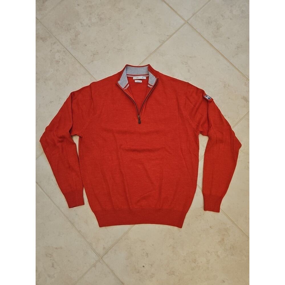 Peter Millar 100%Merino Wool M Orange 1/4 Zip Sweater